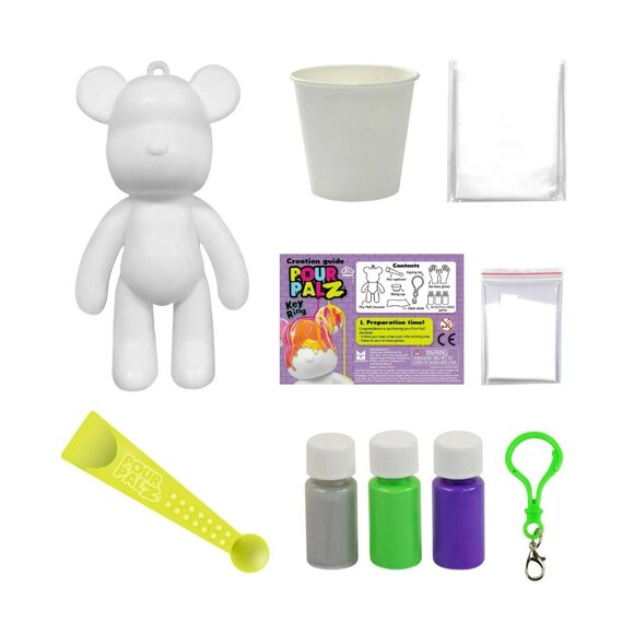 Pour Palz 3.2" Key Ring Bear DIY Paint & Pour Craft Kit - Picture 2 of 7